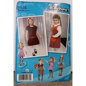 Simplicity Pattern 2574 Project Runway Dress‎ Jumper Shrug Toddler Size 1/2-3